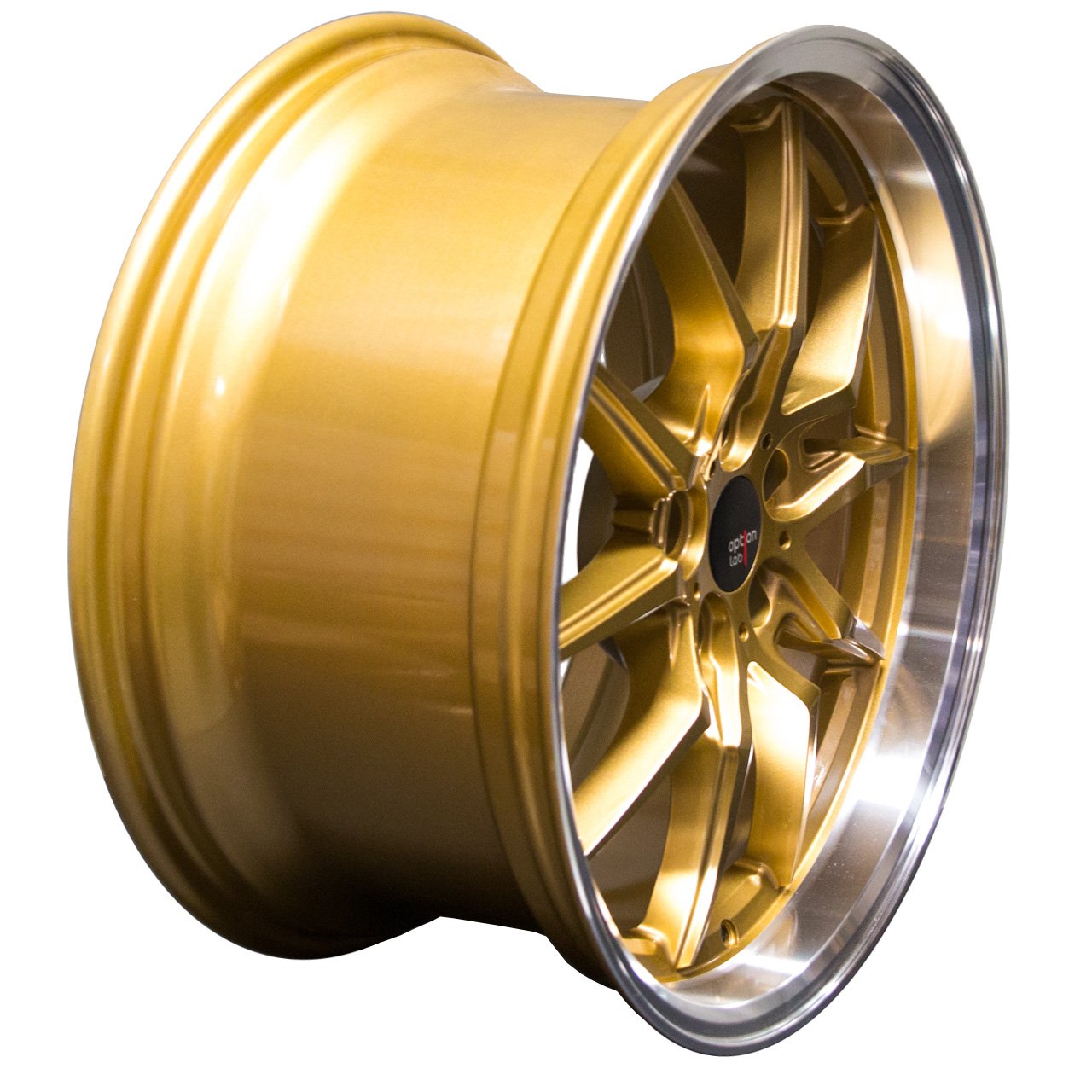 Option Lab S718 Top Secret Gold w/Machined Lip Wheel 19x9.5 +35 5x114.3-L18-99565-35-GLDL-Wheels-Option Lab-19x9.5-+35mm-5x114.3-JDMuscle