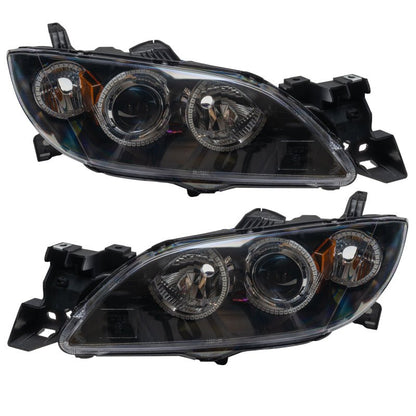 Oracle Pre - Assembled Halo Headlights 4DR Halogen Style SMD White Mazda 3 2004 - 2009 | orl8174 - 001 - JDMuscleHeadlightsorl8174-001