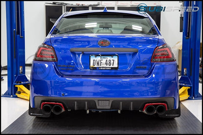 OLM GLOSS BLACK EXHAUST FINISHERS WITH RED LINE 2015+ WRX / 2015+ STI | OLM15WRXEFGBR