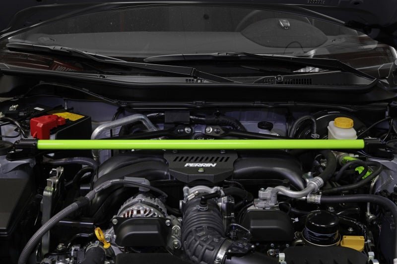 Perrin 13 - 22 BRZ / 13 - 16 FRS / 17 - 21 GT86 / 2022 GR86 Front Strut Tower Bar Neon Yellow | PSP - SUS - 066NY - JDMuscleStrut Tower BarsperPSP-SUS-066NY