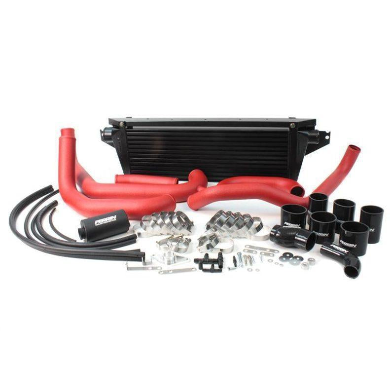 Perrin FMIC Intercooler Pipes Only Subaru STI 2008-2014 (PSP-ITR-430-2BK/BK)-paPSP-ITR-430-2RD/BK-PSP-ITR-430-2RD/BK-Intercooler Piping Kits-Perrin Performance-Red Boost Tubes w/ Black Silicone-JDMuscle