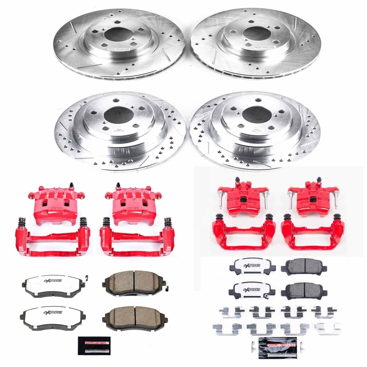 Power Stop 02 - 03 Subaru Impreza Front & Rear Z26 Street Warrior Brake Kit w/Calipers | KC6109 - 26 - JDMuscleBrake KitspsbKC6109-26