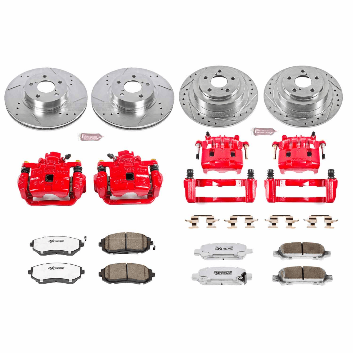 Power Stop 03 - 06 Subaru Baja Front & Rear Z26 Street Warrior Brake Kit w/Calipers | KC2751 - 26 - JDMuscleBrake KitspsbKC2751-26