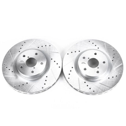 Power Stop 05 - 14 Subaru Impreza Front Evolution Drilled & Slotted Rotors - Pair | JBR1117XPR - JDMuscleBrake RotorspsbJBR1117XPR