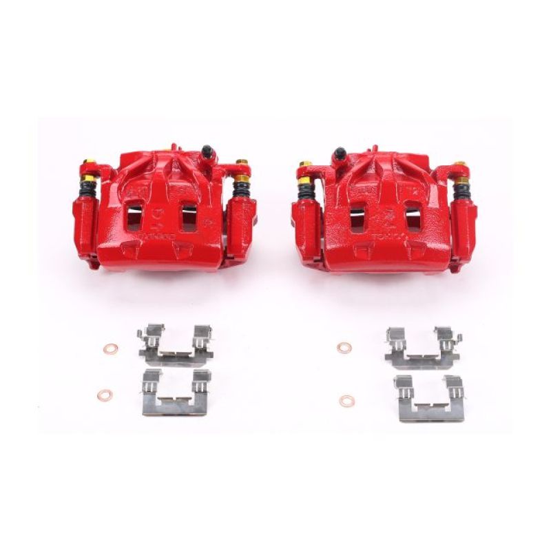 Power Stop 06 - 07 Subaru B9 Tribeca Front Red Calipers w/Brackets - Pair | S3348 - JDMuscleBrake Caliper Adapter BracketspsbS3348