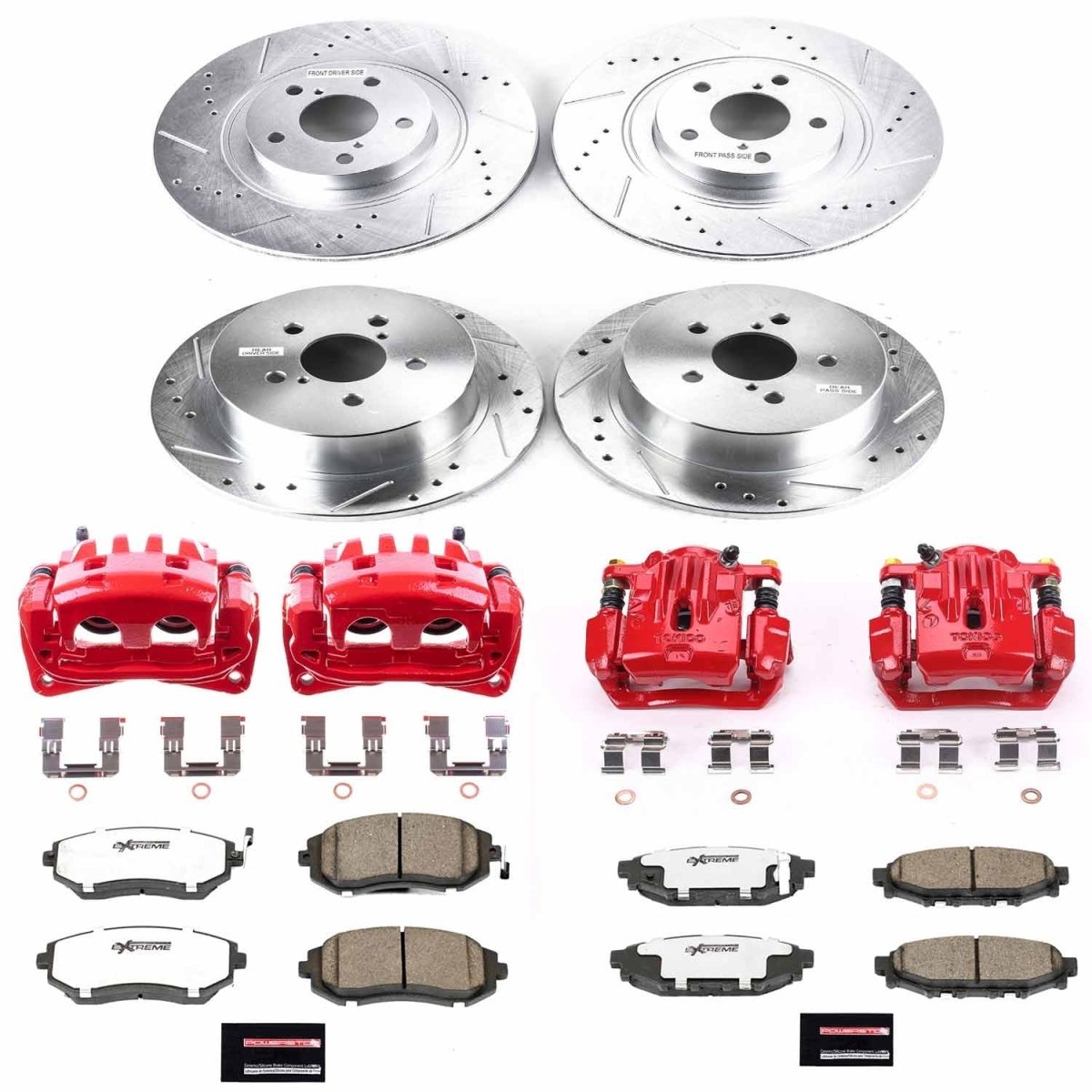 Power Stop 06 - 09 Subaru Legacy Front & Rear Z26 Street Warrior Brake Kit w/Calipers | KC4079 - 26 - JDMuscleBrake KitspsbKC4079-26