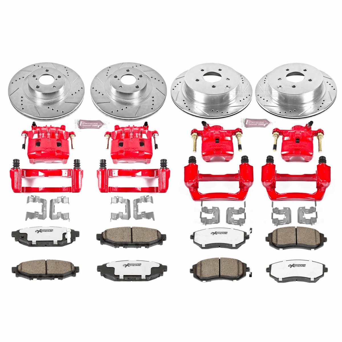 Power Stop 09 - 10 Subaru Forester Front & Rear Z26 Street Warrior Brake Kit w/Calipers | KC4077 - 26 - JDMuscleBrake KitspsbKC4077-26