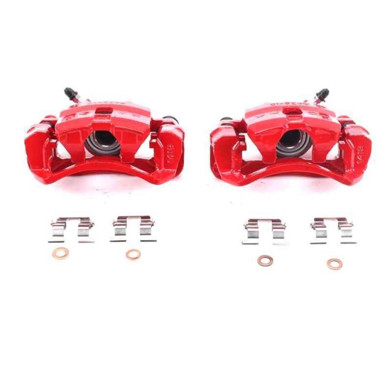 Power Stop 95 - 98 Subaru Impreza Rear Red Calipers w/Brackets - Pair | S1340 - JDMuscleBrake Caliper Adapter BracketspsbS1340