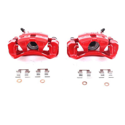 Power Stop 95 - 98 Subaru Impreza Rear Red Calipers w/Brackets - Pair | S1340 - JDMuscleBrake Caliper Adapter BracketspsbS1340