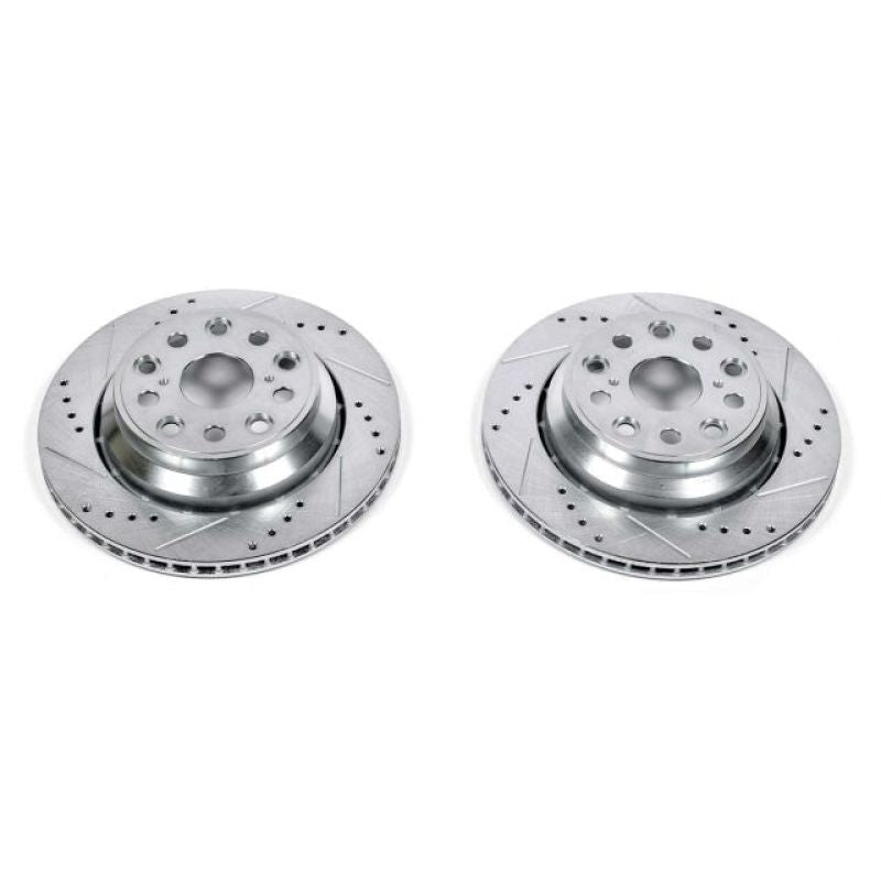 Power Stop ear Evolution Drilled & Slotted Rotors Pair Lexus LS460 2007 - 2017 / LS600h 2008 - 2016 / LS500 2018 - 21 / LS500h 2018 - 2020 | JBR1350XPR - JDMuscleBrake RotorspsbJBR1350XPR