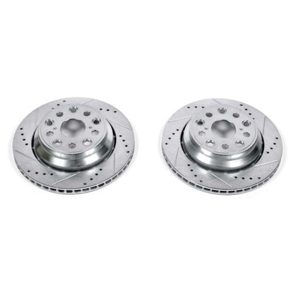 Power Stop ear Evolution Drilled & Slotted Rotors Pair Lexus LS460 2007 - 2017 / LS600h 2008 - 2016 / LS500 2018 - 21 / LS500h 2018 - 2020 | JBR1350XPR - JDMuscleBrake RotorspsbJBR1350XPR
