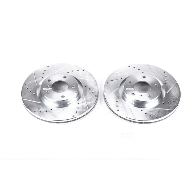 Power Stop EX35 Front Evolution Drilled & Slotted Rotors Pair Infiniti EX35 2008 - 2012 / G35 2005 - 2008 / G37 2009 - 2013 / M35 2006 - 2010 /M45 2006 - 2010 / Nissan 350Z 2006 - 2009 / 370Z 2009 - 2019 / Maxima 2007 - 21 / Murano 2006 - 2007 | JBR1112XPR - JDMuscleBrake RotorspsbJBR1112XPR