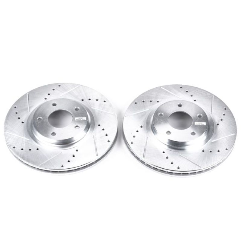 Power Stop Front Evolution Drilled & Slotted Rotors Pair Infiniti FX35 2003 - 2005 / FX45 2003 - 2005 / Nissan Maxima 2004 - 2006 / Murano 2003 - 2011 | JBR1100XPR - JDMuscleBrake RotorspsbJBR1100XPR