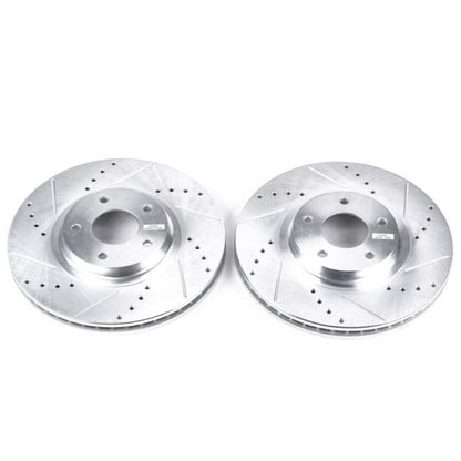 Power Stop Front Evolution Drilled & Slotted Rotors Pair Infiniti FX35 2003 - 2005 / FX45 2003 - 2005 / Nissan Maxima 2004 - 2006 / Murano 2003 - 2011 | JBR1100XPR - JDMuscleBrake RotorspsbJBR1100XPR