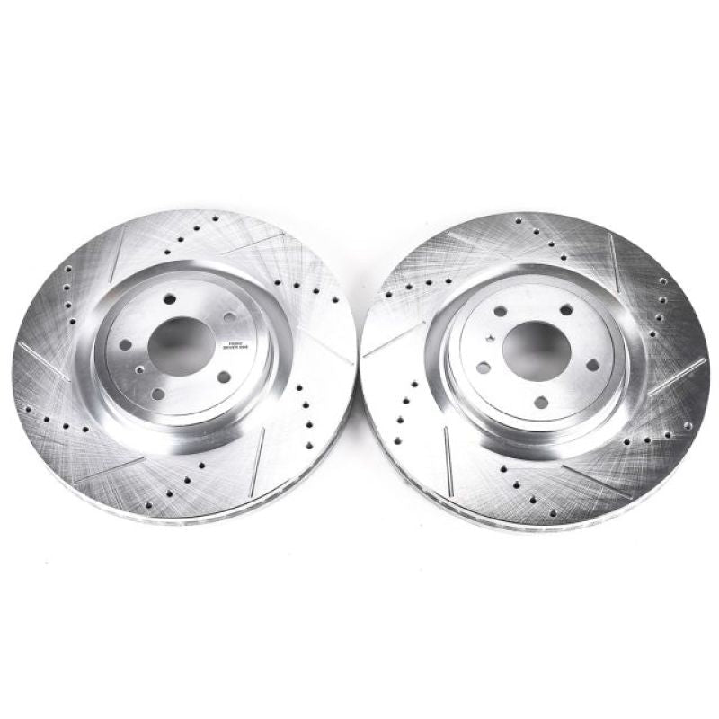 Power Stop Front Evolution Drilled & Slotted Rotors Pair Infiniti FX50 2009 - 2013 / G37 2008 - 2013 / M35h 2013 / M37 2011 - 2013 / Q50 2014 - 21 / Q60 2014 - 21 / Q70 2014 - 2019 / Q70L 15 - 2019 / QX70 2014 / Nissan 350Z 2009 / 370Z 2009 - 2019 | JBR1300XPR - JDMuscleBrake RotorspsbJBR1300XPR
