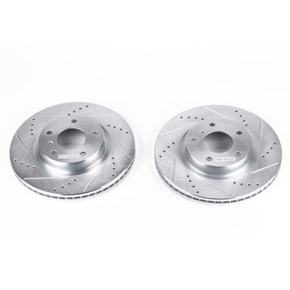 Power Stop Front Evolution Drilled & Slotted Rotors Pair Infiniti G35 2003 - 2005 / Nissan 350Z 2003 - 2007 | JBR1105XPR - JDMuscleBrake RotorspsbJBR1105XPR