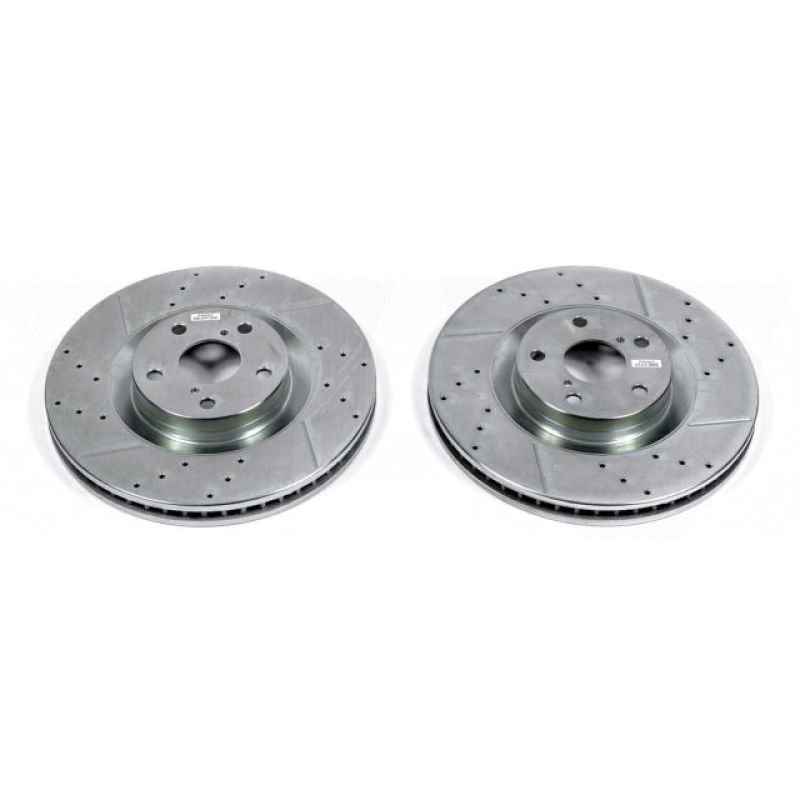 Power Stop Front Evolution Drilled & Slotted Rotors Pair Lexus GS200t 2016 - 2017 / GS300 2018 - 2019 / GS350 2013 - 2020 / GS450h 2013 - 2018 / IS300 2016 - 21 / IS350 2011 - 2020 / RC200t 2016 - 2017 / RC300 2016 - 21 / RC350 15 - 2020 | JBR1568XPR - JDMuscleBrake RotorspsbJBR1568XPR