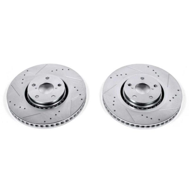 Power Stop Front Evolution Drilled & Slotted Rotors Pair Lexus GS350 2007 - 2011 / GS430 2006 - 2007 / IS350 2006 - 2020 / GS450h 2007 - 2011 / GS460 2008 - 2011 / IS300 2018 - 2020 / IS350c 2010 - 2012 / IS200t 2016 - 2017 | JBR1150XPR - JDMuscleBrake RotorspsbJBR1150XPR