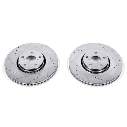Power Stop Front Evolution Drilled & Slotted Rotors Pair Lexus GS350 2007 - 2011 / GS430 2006 - 2007 / IS350 2006 - 2020 / GS450h 2007 - 2011 / GS460 2008 - 2011 / IS300 2018 - 2020 / IS350c 2010 - 2012 / IS200t 2016 - 2017 | JBR1150XPR - JDMuscleBrake RotorspsbJBR1150XPR