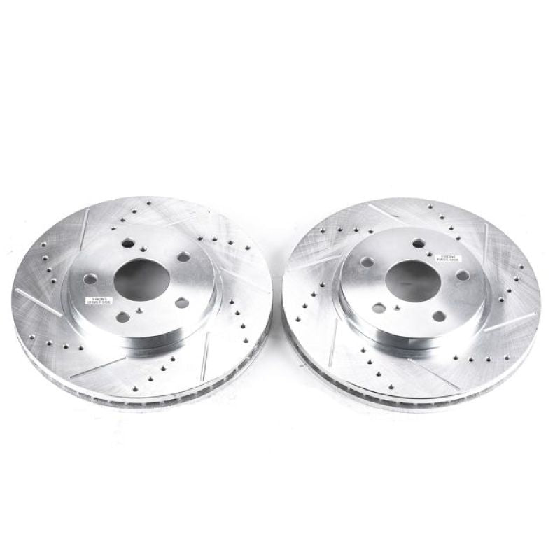 Power Stop Front Evolution Drilled & Slotted Rotors Pair Lexus IS250 2006 - 2015 / IS250C 2010 - 2015 / Toyota Avalon 2005 - 2007 / Camry 2002 - 2006 / Sienna 2004 - 2010 / Solara 2004 - 2008 | JBR972XPR - JDMuscleBrake RotorspsbJBR972XPR