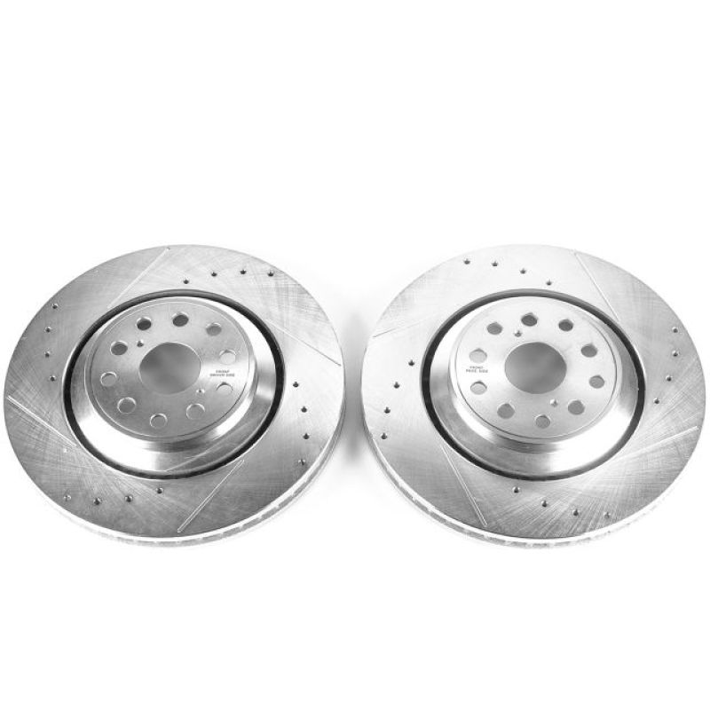 Power Stop Front Evolution Drilled & Slotted Rotors Pair Lexus LS460 2007 - 2017 / LS600h 2008 - 2016 / LS500 2018 - 21 / LS500h 2018 - 21 | JBR1305XPR - JDMuscleBrake RotorspsbJBR1305XPR