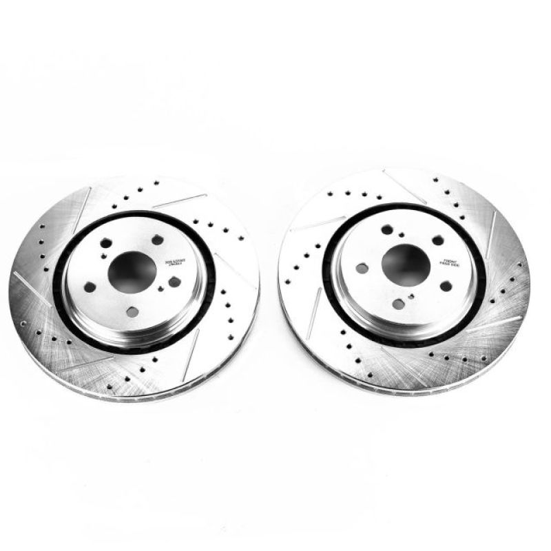 Power Stop Front Evolution Drilled & Slotted Rotors Pair Lexus RX350 2016 - 21 / RX350L 2018 - 21 / RX450h 2016 - 21 / RX450hL 2018 - 21 / Toyota Avalon 2020 - 21 / Camry 2020 - 21 | JBR1736XPR - JDMuscleBrake RotorspsbJBR1736XPR