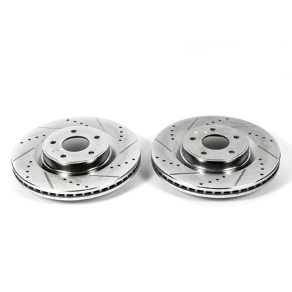 Power Stop Front Pair Evolution Drilled & Slotted Rotors Infiniti JX35 2013 / QX60 2014 - 2019 / Nissan Murano 15 - 21 / Pathfinder 2013 - 2019 | JBR1559XPR - JDMuscleBrake RotorspsbJBR1559XPR