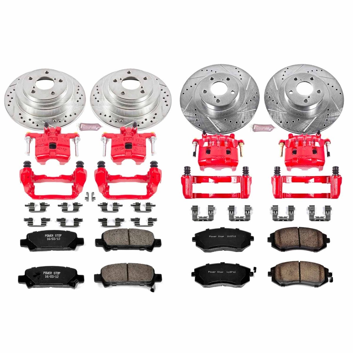 Power Stop Front & Rear Z23 Evolution Sport Brake Kit w/ Calipers Subaru Forester 2003 | KC2377 - JDMuscleBrake KitspsbKC2377