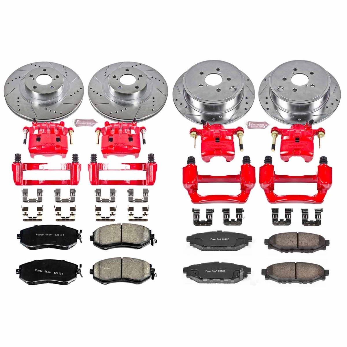 Power Stop Front & Rear Z23 Evolution Sport Brake Kit w/ Calipers Subaru Forester 2010-2013 / WRX 2011-2014 | KC6083 - JDMuscleBrake KitspsbKC6083