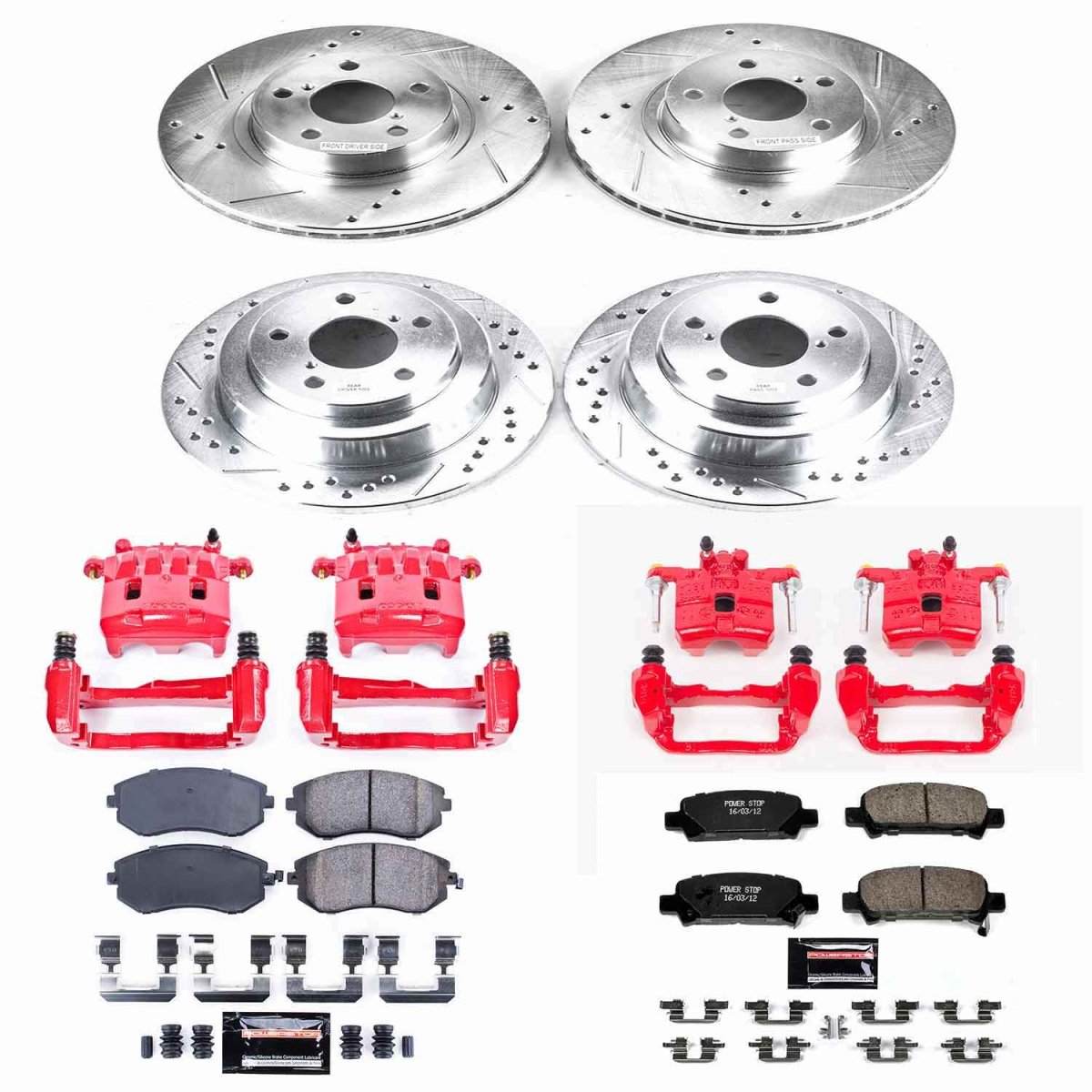 Power Stop Front & Rear Z23 Evolution Sport Brake Kit w/ Calipers Subaru Impreza RS 2002-2003 | KC6109 - JDMuscleBrake KitspsbKC6109