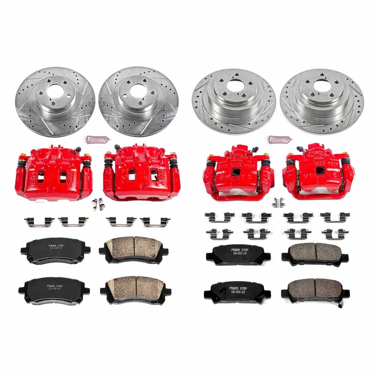 Power Stop Front & Rear Z23 Evolution Sport Brake Kit w/ Calipers Subaru Legacy 2001 / Outback 2001-2002 | KC2752 - JDMuscleBrake KitspsbKC2752