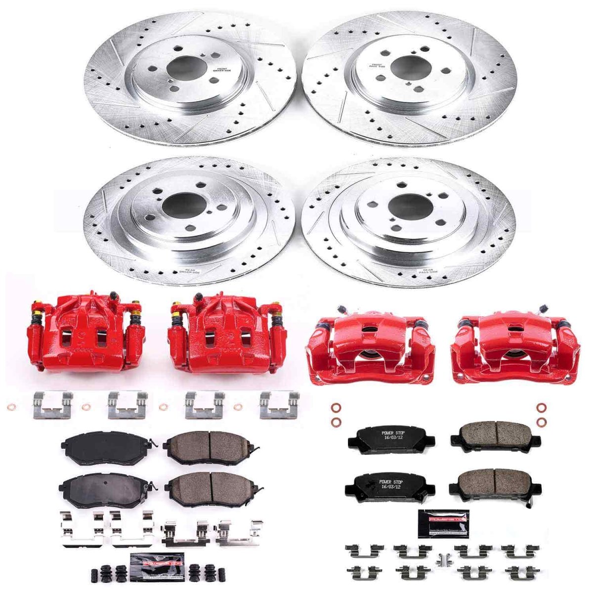 Power Stop Front & Rear Z23 Evolution Sport Brake Kit w/ Calipers Subaru Legacy 2005-2009 | KC286 - JDMuscleBrake KitspsbKC286