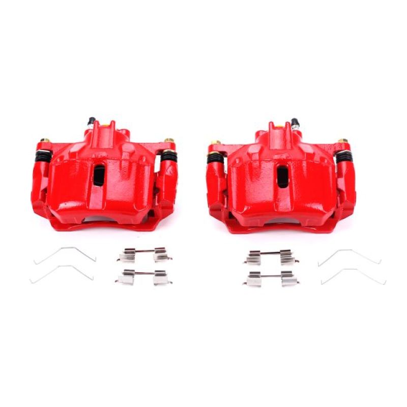 Power Stop Front Red Calipers w/ Brackets Pair Honda Civic 2012 - 2015 | S6764 - JDMuscleBrake Caliper Adapter BracketspsbS6764