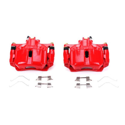 Power Stop Front Red Calipers w/ Brackets Pair Honda Civic 2012 - 2015 | S6764 - JDMuscleBrake Caliper Adapter BracketspsbS6764