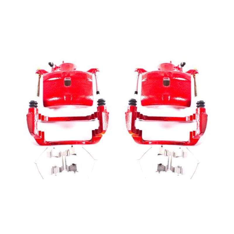 Power Stop Front Red Calipers w/ Brackets Pair Honda CR - V 2002 - 2004 | S2662 - JDMuscleBrake Caliper Adapter BracketspsbS2662
