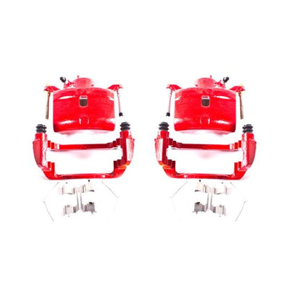 Power Stop Front Red Calipers w/ Brackets Pair Honda CR - V 2002 - 2004 | S2662 - JDMuscleBrake Caliper Adapter BracketspsbS2662