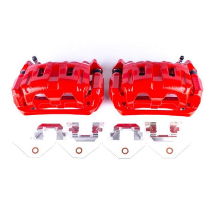 Power Stop Front Red Calipers w/ Brackets Pair Honda Odyssey 2011 - 2017 | S6448 - JDMuscleBrake Caliper Adapter BracketspsbS6448