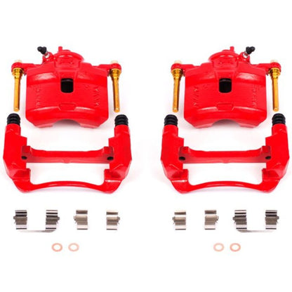 Power Stop Front Red Calipers w/ Brackets Pair Honda Prelude 1992 - 1996 | S1598 - JDMuscleBrake Caliper Adapter BracketspsbS1598