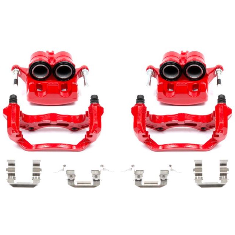 Power Stop Front Red Calipers w/ Brackets Pair Infiniti G35 2005 - 2007 / Nissan 350Z 2006 - 2008 | S2870A - JDMuscleBrake Caliper Adapter BracketspsbS2870A