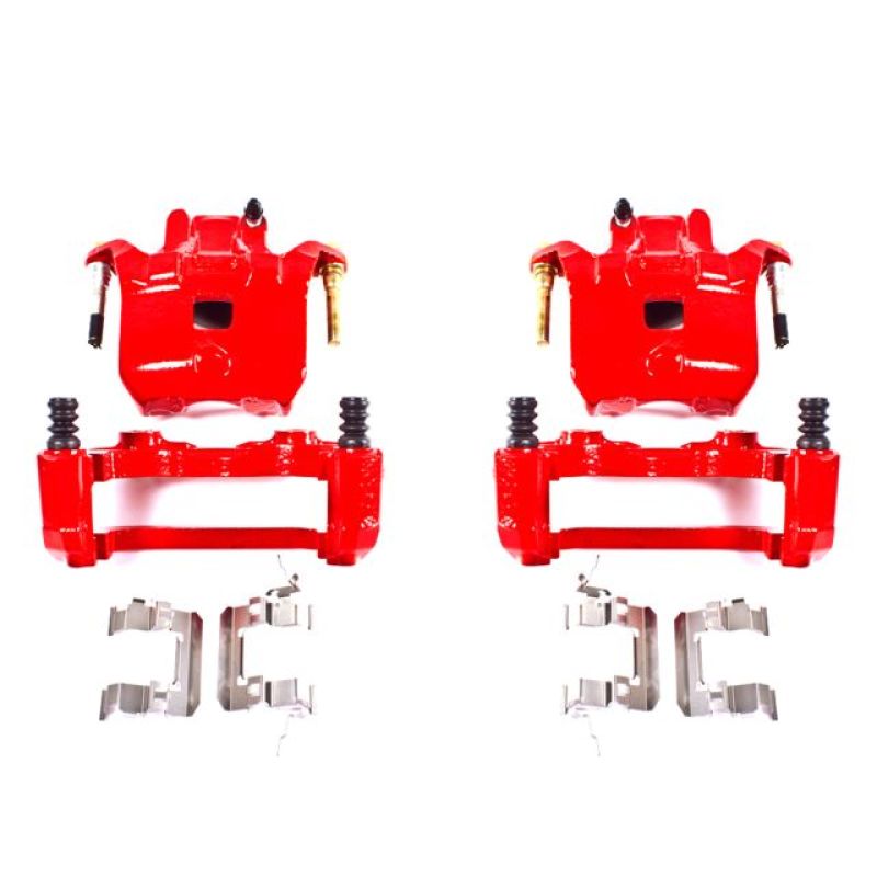 Power Stop Front Red Calipers w/ Brackets Pair Infiniti I35 2002 - 2004 / Nissan Altima 2002 - 2006 / Maxima 2002 - 2003 | S2690 - JDMuscleBrake Caliper Adapter BracketspsbS2690