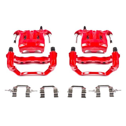 Power Stop Front Red Calipers w/ Brackets Pair Infiniti Q45 2002 - 2006 / M45 2003 - 2004 | S2870 - JDMuscleBrake Caliper Adapter BracketspsbS2870
