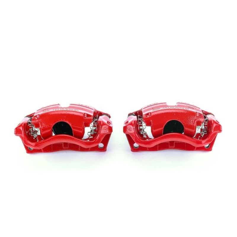 Power Stop Front Red Calipers w/ Brackets Pair Mazda Mazdaspeed 3 2014 - 2016 / CX - 3 2016 - 21 | S7158 - JDMuscleBrake Caliper Adapter BracketspsbS7158