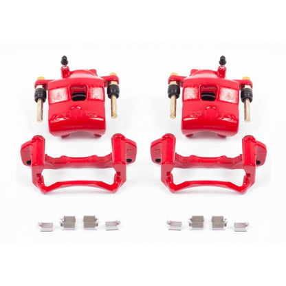 Power Stop Front Red Calipers w/ Brackets Pair Mazda Protege 1999 - 2001 | S2602 - JDMuscleBrake Caliper Adapter BracketspsbS2602