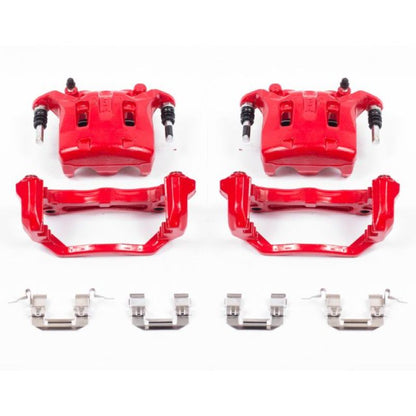 Power Stop Front Red Calipers w/Brackets Pair Infiniti M35 2006 - 2012 / M45 2006 - 2010 / G35 2007 - 2008 / EX35 2008 - 2012 / G25 2011 - 2012 / G37 2011 - 2013 / Nissan 350Z 2009+ / 370Z 2009 - 2019 / Murano 2011 - 2014 | S2870B - JDMuscleBrake Caliper Adapter BracketspsbS2870B