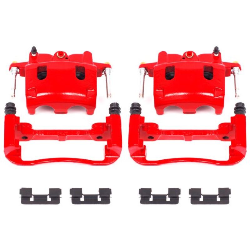 Power Stop Front Red Calipers w/Brackets Pair Infiniti QX56 2004 - 2006 / Armada 2005 - 2006 / Pathfinder Armada 2004 / Titan 2004 - 2007 | S2982 - JDMuscleBrake Caliper Adapter BracketspsbS2982