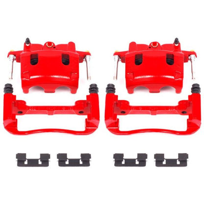 Power Stop Front Red Calipers w/Brackets Pair Infiniti QX56 2004 - 2006 / Armada 2005 - 2006 / Pathfinder Armada 2004 / Titan 2004 - 2007 | S2982 - JDMuscleBrake Caliper Adapter BracketspsbS2982