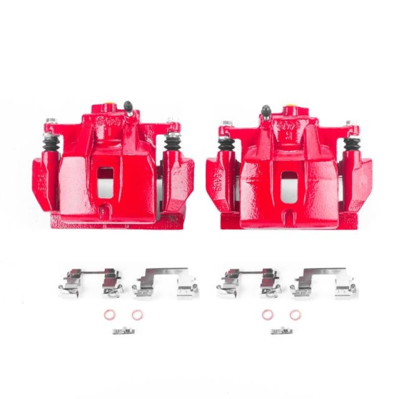Power Stop Front Red Calipers w/Brackets Pair Lexus RX330 2004 - 2006 / RX350 2007 - 2009 / Toyota Highlander Hybrid 2006 - 2007 | S2874 - JDMuscleBrake Caliper Adapter BracketspsbS2874