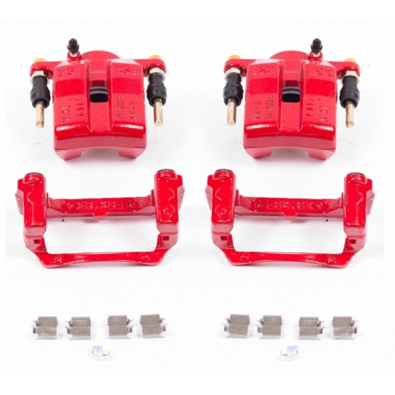 Power Stop Front Red Calipers w/Brackets Pair Mazda MX - 5 Miata 2006 - 2015 | S3316 - JDMuscleBrake Caliper Adapter BracketspsbS3316