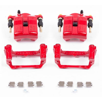Power Stop Front Red Calipers w/Brackets Pair Mazda MX - 5 Miata 2006 - 2015 | S3316 - JDMuscleBrake Caliper Adapter BracketspsbS3316