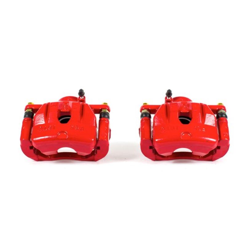 Power Stop Front Red Calipers w/Brackets Pair Mazda RX - 8 2004 - 2007 | S3248 - JDMuscleBrake Caliper Adapter BracketspsbS3248